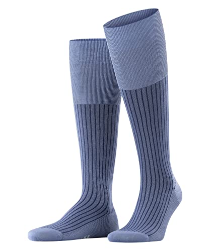 FALKE Mężczyźni Podkolanówki Oxford Stripe M KH Bawełna długie z wzorem 1 Para, Brązowy (Dusty Blue 6845), 41-42