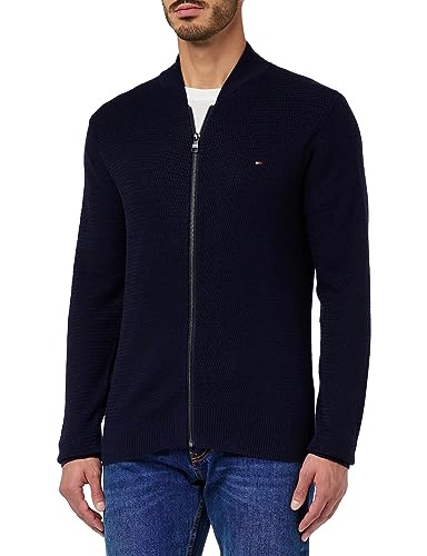 Tommy Hilfiger Męskie kardigany z zamkiem błyskawicznym z przeplatanym daszkiem, pustynne niebo, XL, Pustynne niebo, XL