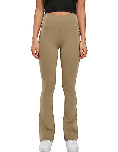Urban Classics Legginsy damskie z bawełny organicznej, wysoki ściągacz, przylegające z szeroką nogawką, damskie legginsy z dżerseju, w 3 kolorach, rozmiary XS - 5XL, khaki, S