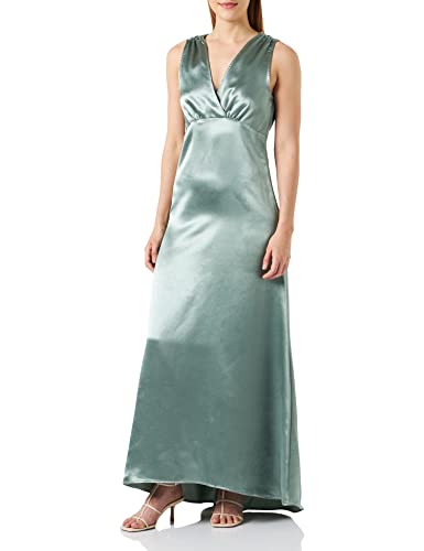 Vila Damska sukienka Visittas V-Neck S/L Maxi Dress-Noos, Green Milieu, 34