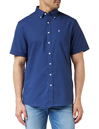 Farah - Męska koszula Oxford, Drayton koszula Oxford z długim rękawem, Smart Casual Work Shirt, Midnight Blue, L, niebieski (Midnight Blue), L