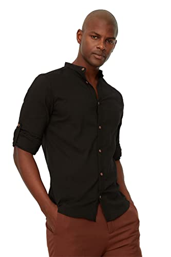 Trendyol Męska koszula dla mężczyzn Collar Bengalin Kuplu Super Slim Fit, S