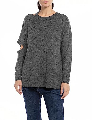Replay Sweter damski Used Look, M06 Medium Grey Melange, S