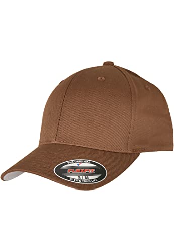 Flexfit Kapelusz baseballowy z zakrzywionym daszkiem, czapka Wooly, czapka Unisex, solidne szwy, kapelusz w stylu hip-hop, dostępny w różnych rozmiarach, Brązowy (Coyote/Brown), XXL