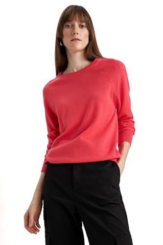 DeFacto Damski sweter Tricot, czerwony, XS