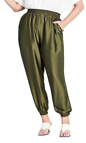 CITY CHIC Damskie spodnie plus size Relaxed Class Casual, Khaki, 42-Plus