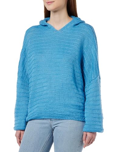 ZITHA Damska bluza z kapturem z dzianiny 19019433-ZI01, niebieska (mittelblau), M/L, średni niebieski, M-L