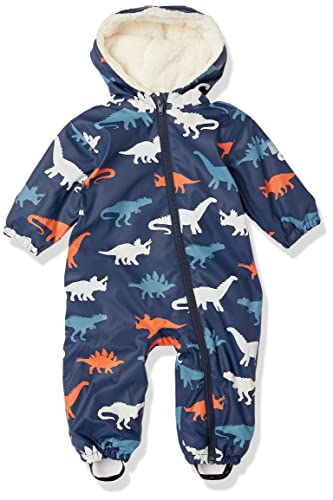 Hatley Dziecięcy kombinezon przeciwdeszczowy Sherpa Lined Rain Bundler, Colour Changing Dino Silhouettes, 2-3 lat