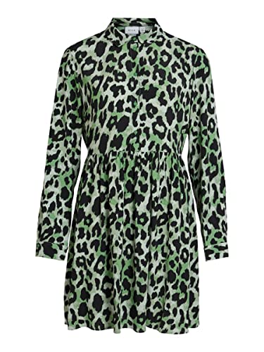 Vila Women's VIFINI L/S Shirt Dress/SU-NOOS sukienka, zielony mineralny/AOP: KIA, 38, Mineral Green/Aop:kia, 38