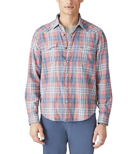 Lucky Brand Męska koszula westernowa z wzorem w kratkę, z długim rękawem, Indigo pled, XL