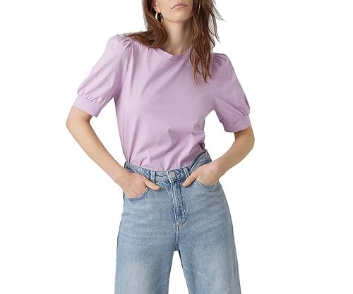 VERO MODA Women's VMKERRY 2/4 koszulka damska z okrągłym dekoltem, VMA JRS NOOS, Orchid Bloom, L, Orchid Bloom, L