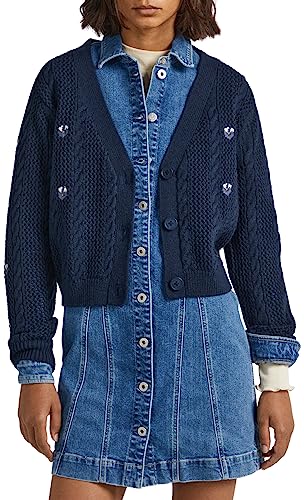 Pepe Jeans Emalynn damski sweter kardigan, Niebieski (Dulwich), M