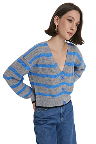 Trendyol Damski standardowy standardowy kardigan z dzianiny z dekoltem w serek, Szary, M