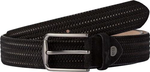 BRAX Męski pasek skórzany Haka w jodełkę z wytłoczonym paskiem, czarny, 110