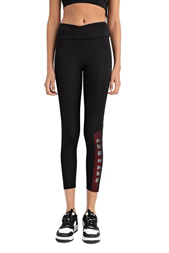 DeFacto Legginsy damskie z wysokim stanem – sportowe legginsy dla kobiet, czarny, XS