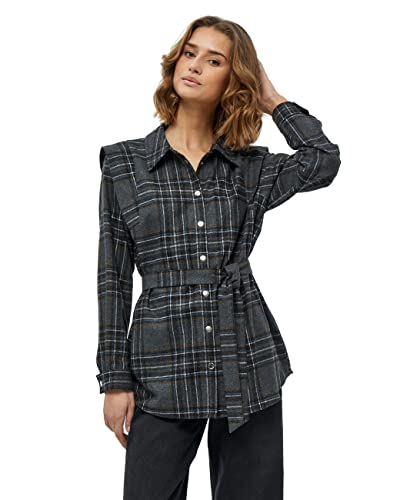 Minus Damska kurtka Ashanti koszulowa, łupkowa brązowa kratka, 16