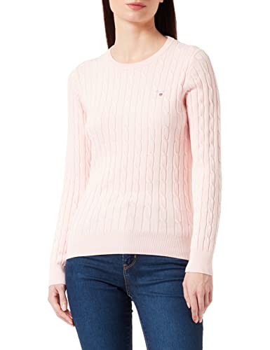 GANT Damski sweter ze streczu bawełny Cable C-Neck, Jasny różowy melanż, XXL