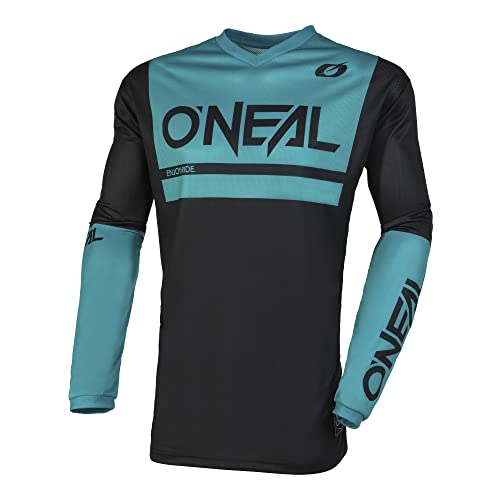 O'NEAL Trykot motocrossowy | Enduro MX | oddychający materiał, wyściełana ochrona łokci, dopasowanie zapewniające maksymalną swobodę ruchów | element Jersey Threat | dla dorosłych, czarny/Teal, M
