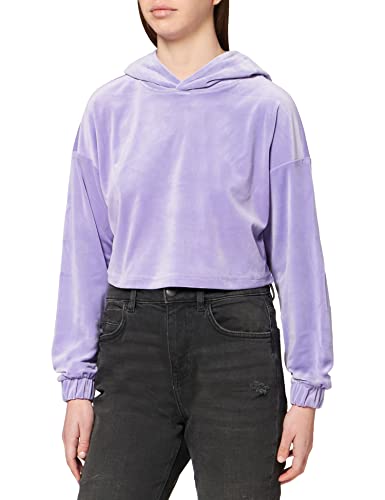 Urban Classics Damska bluza z kapturem Cropped Velvet Oversized Hoody z kapturem, lawendowy, L