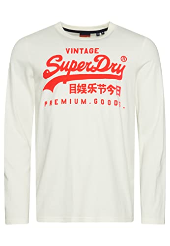 Superdry Vintage VL Neon LS Top M6010709A Ecru S Mężczyzna, Ecru, S