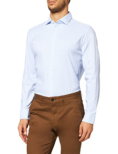 Seidensticker Męska koszula biznesowa – koszula bez prasowania o wąskim kroju – slim – długi rękaw – kołnierz kent – mieszanka syntetyków, jasnoniebieski, 41