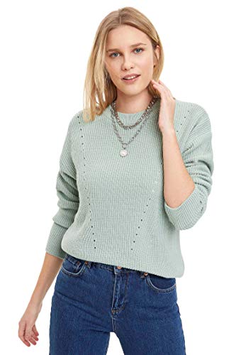 DeFacto Sweter normalny krój dla kobiet - sweter z golfem dla topów damski (miętowy, XL), miętowy, XL
