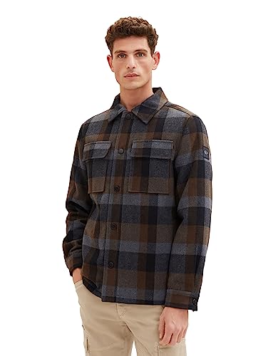 TOM TAILOR Męska kurtka w kratkę, z pikowaną wyściółką wewnętrzną, 32569-brown Black Big Check, XXL