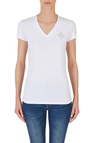 Armani Exchange Damska koszulka z krótkim rękawem, slim fit, dekolt w serek, biała, rozmiar S, biały, S