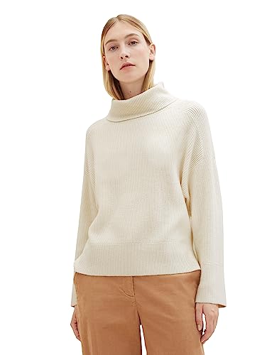 TOM TAILOR Sweter damski z golfem, 10354-soft Beige Solid, L