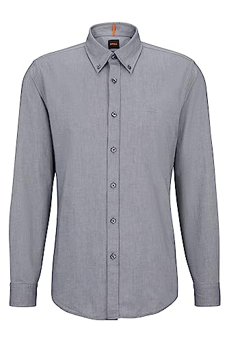 BOSS Męska koszula Rickert Regular -Fit z bawełny organicznej Oxford, ciemnoszary, M