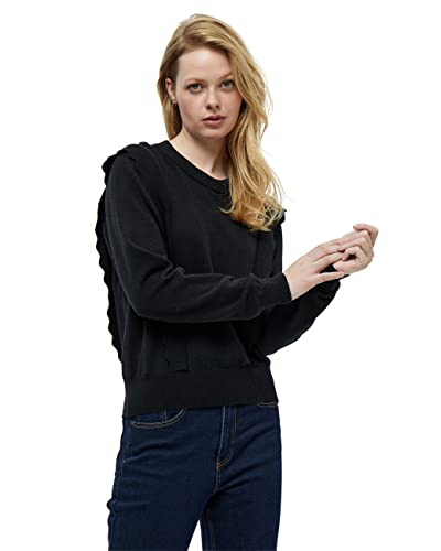 Peppercorn Damski sweter Rosalia Ruffle, 9000 Czarny, S
