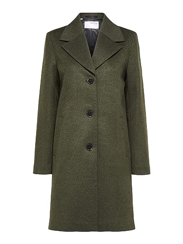 SELECTED FEMME Damski płaszcz wełniany jednorzędowy, zielony (Ivy Green), 38