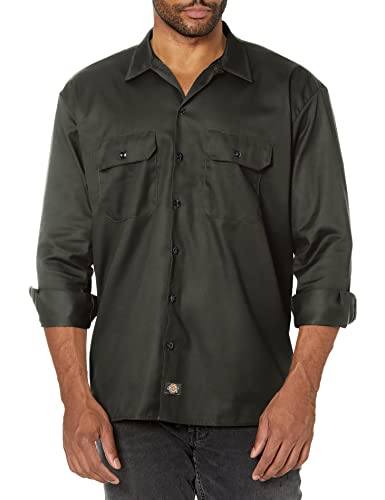 Dickies Męska koszula robocza z długim rękawem, oliwkowo-zielona, S, Oliwkowo-zielony, S