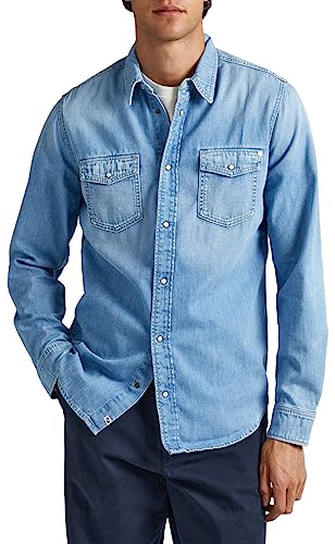 Pepe Jeans Koszula męska Hammond, Niebieski (denim-pf1), XS