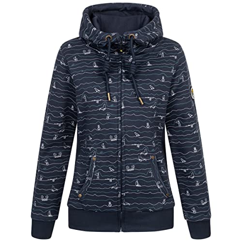 Ankerglut Damska bluza z kapturem bluza z długim rękawem #kotwica fala bluza z kapturem, grantowy, 38