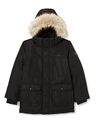 Tommy Hilfiger Płaszcze chłopięce Tech Parka wyściełane, Czarny, 3 Lat