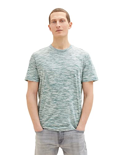 TOM TAILOR Męski T-shirt 1035625, 31463-Deep Blue Green Tonal Spacedye, M, 31463 - Deep Blue Green Tonal Spacedye, M