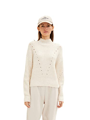 TOM TAILOR Denim Damski Sweter Basic ze stójką 1034311, 10338 - Soft Light Beige, L