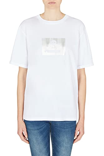 Armani Exchange Damska koszulka z krótkim rękawem, regularny krój, logo na przodzie, biała, ekstra mała, biały, XS