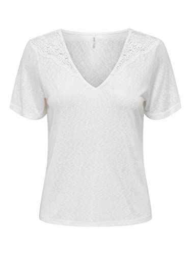 ONLY Onlanja S/S Lace Top JRS T-Shirt damski, Cloud Dancer, S