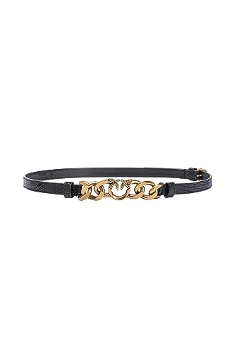 Pinko Love Night Chain H1 Belt LIZAR Pasek, Z99Q_Czarny-Antique Gold, S Kobiety, Z99q_czarno-antyczne złoto, S