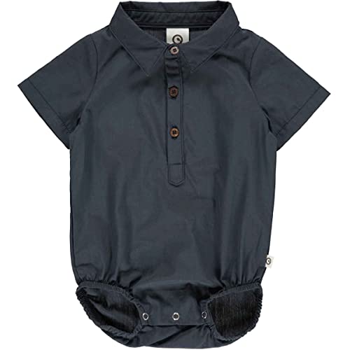 Müsli by Green Cotton Poplin S/S Shirt Body Płaszcz bazowy Unisex Dziecko, Noc niebieski, 92