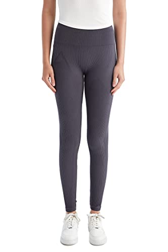 DeFacto X0175AZ Legginsy z wysokim stanem dla kobiet – sportowe legginsy dla kobiet, spodnie sportowe (antracytowe, M – L), antracytowy, M-L
