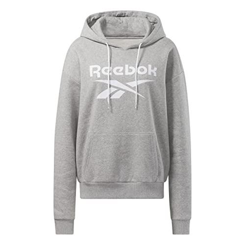 Reebok Damska bluza z kapturem z dużym logo, średni szary wrzosowy, L, Średni szary wrzos, L