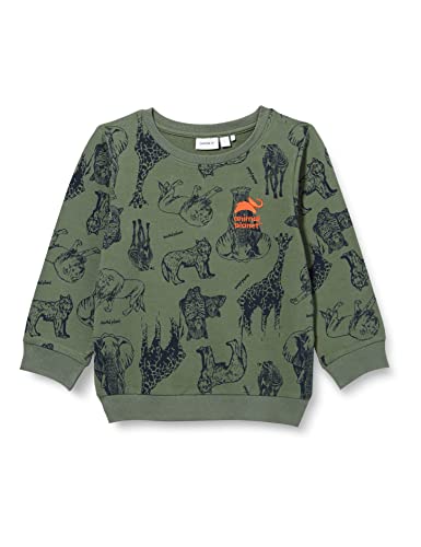 NAME IT Bluza chłopięca Nmmjec Animalplanet Sweat Unb Bfu, Laurel Wreath, 104
