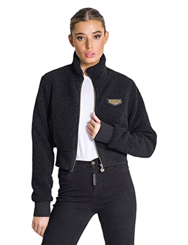 Gianni Kavanagh Damski czarny płaszcz Teddy Sherpa, Czarny, M
