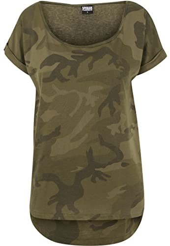 Urban Classics Damska koszulka Camo Back Shaped Tee, oliwkowy (Olive Camo), 4XL