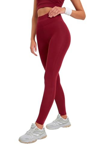 Trendyol Burgundy Roller Sportowe Tights Damskie Spodnie do Jogi, Burgundy, L