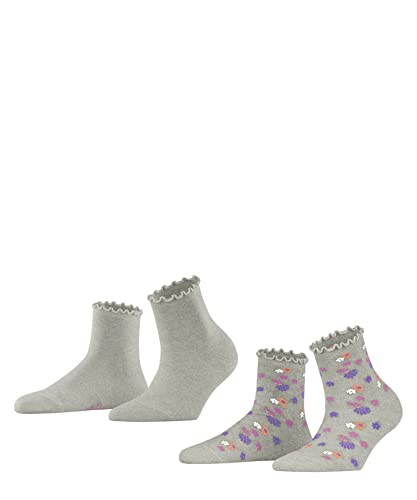 ESPRIT Kobiety Krótkie skarpety Romantic Flower 2-Pack W SSO Wiskoza z wzorem 2 Pak, Szary (Storm Grey 3820), 35-38