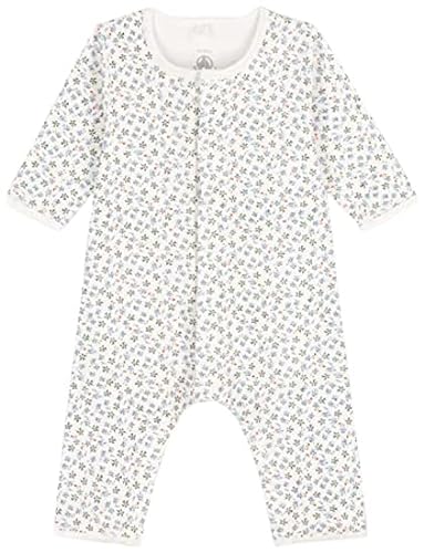 Petit Bateau Dziewczęce body niemowlęce bez stóp z bawełny z nadrukiem, Marshmallow/Multico, 3 Miesiące